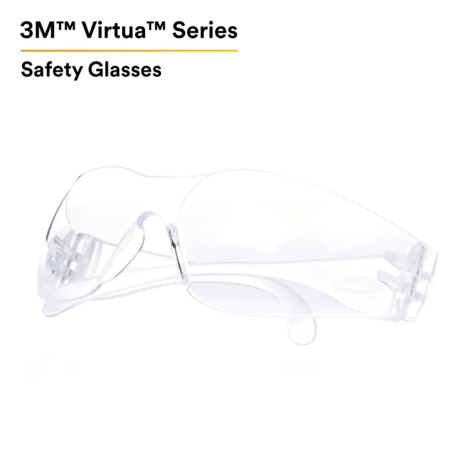 Safety Glasses: Uncoated, Polycarbonate, Clear Lenses, Frameless