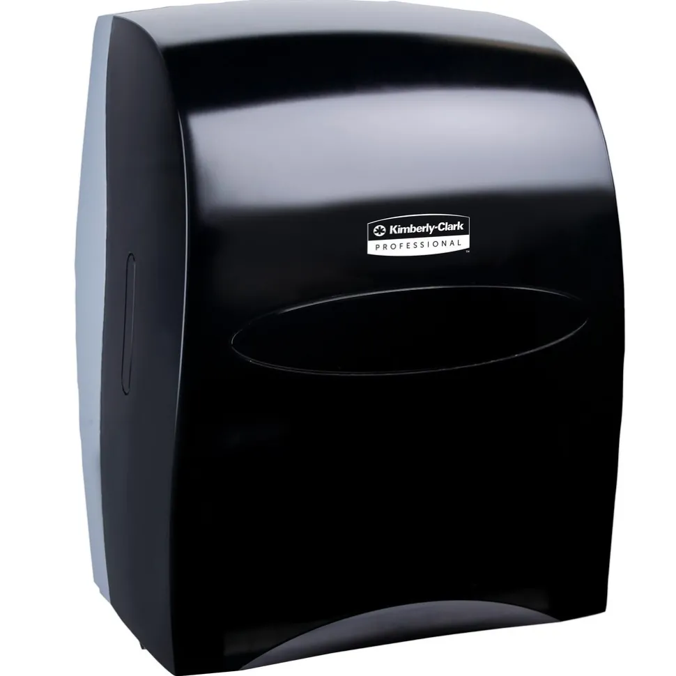 Sanitouch Manual Hard Roll Towel Dispenser, Black, for 1.75" Core Roll Towels, 12.63" x 16.13" x 10.2"