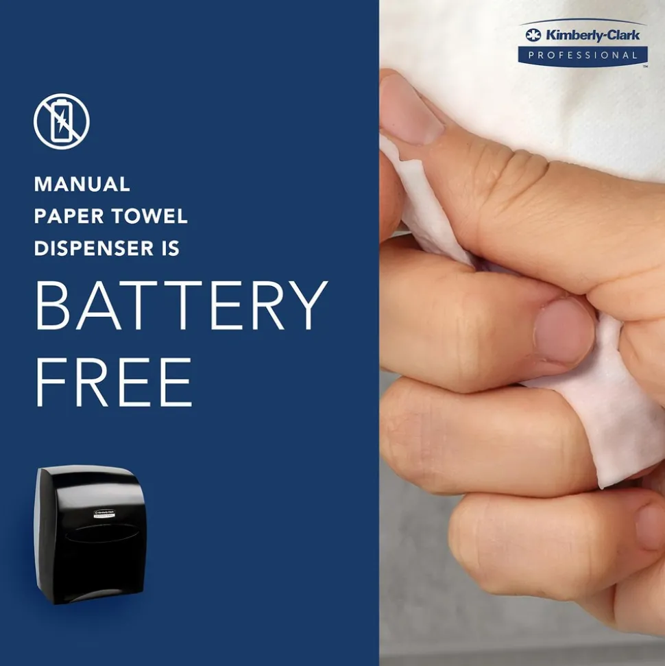 Sanitouch Manual Hard Roll Towel Dispenser, Black, for 1.75" Core Roll Towels, 12.63" x 16.13" x 10.2"