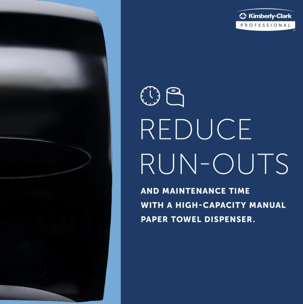 Sanitouch Manual Hard Roll Towel Dispenser, Black, for 1.75" Core Roll Towels, 12.63" x 16.13" x 10.2"
