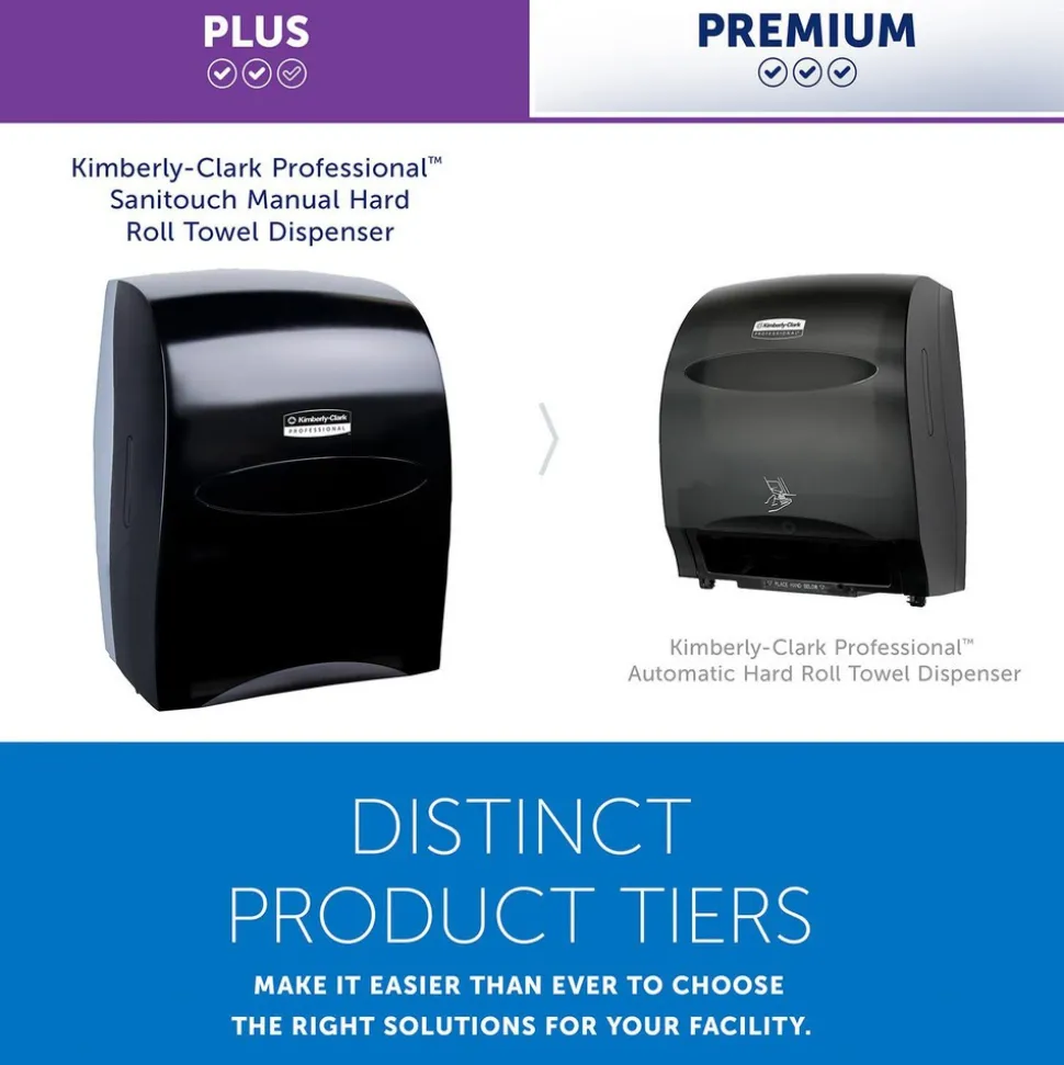 Sanitouch Manual Hard Roll Towel Dispenser, Black, for 1.75" Core Roll Towels, 12.63" x 16.13" x 10.2"