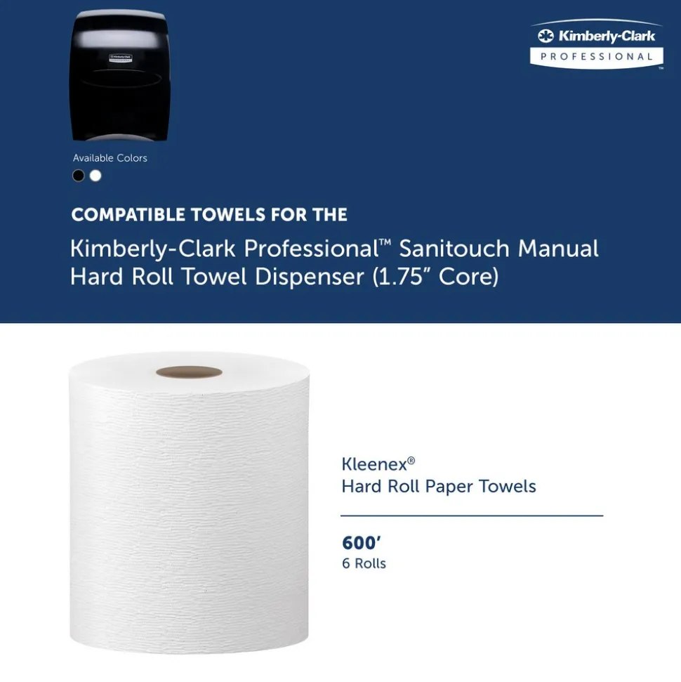 Sanitouch Manual Hard Roll Towel Dispenser, Black, for 1.75" Core Roll Towels, 12.63" x 16.13" x 10.2"