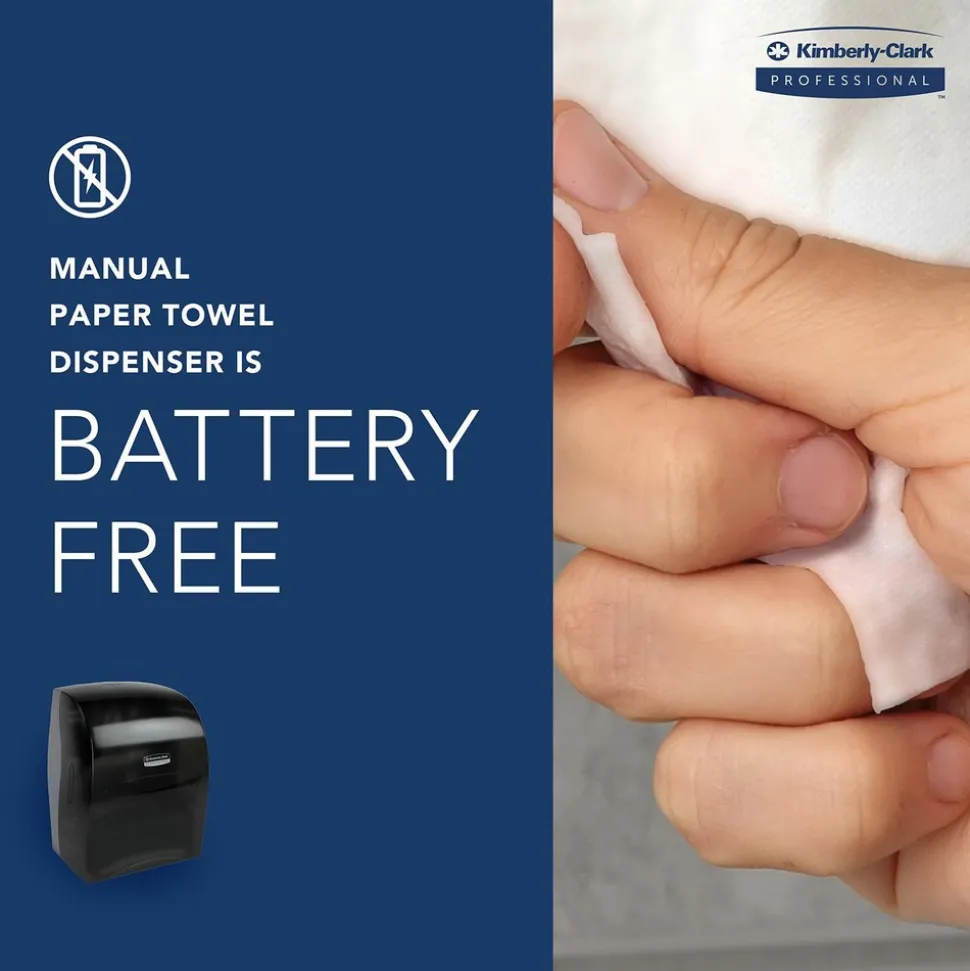 Sanitouch Manual Hard Roll Towel Dispenser, Black, for 1.5" Core Roll Towels, 12.63" x 16.13" x 10.2"