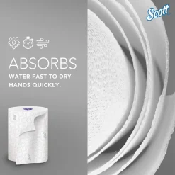 Scott Essential High Capacity Hard Roll Paper Towels with Absorbency Pockets (02001), For Use with Scott Essential Dispenser, Unperforated, White