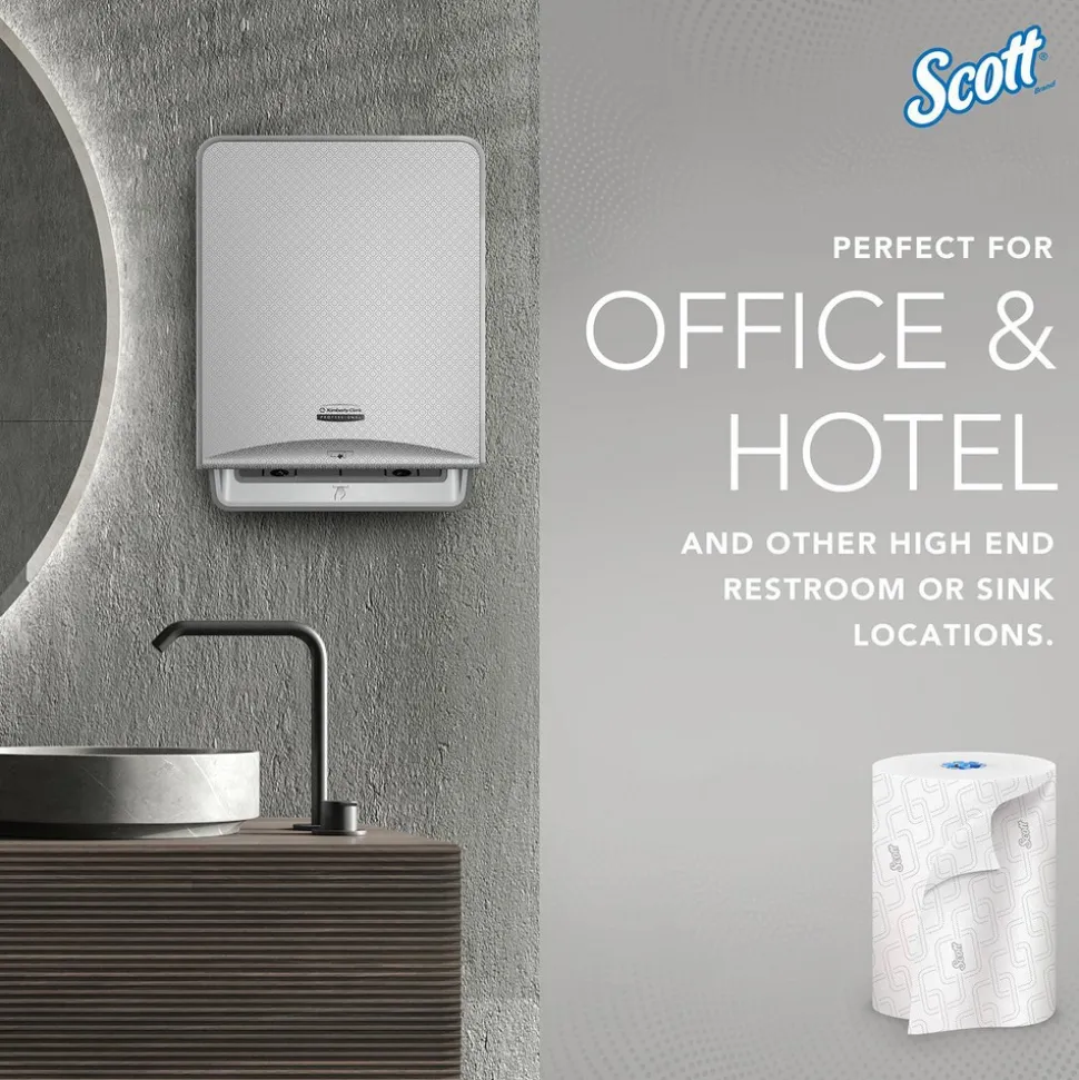 Scott Essential High Capacity Hard Roll Paper Towels with Absorbency Pockets (02001), For Use with Scott Essential Dispenser, Unperforated, White