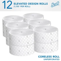Scott Essential Jumbo Roll Coreless Toilet Paper (07006), 2-ply, White
