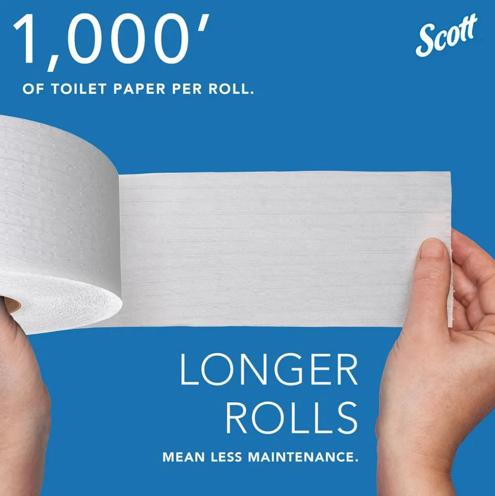 Scott Essential Jumbo Roll (JR) Commercial Toilet Paper (67805), 100% Recycled Fiber, 2-ply, White