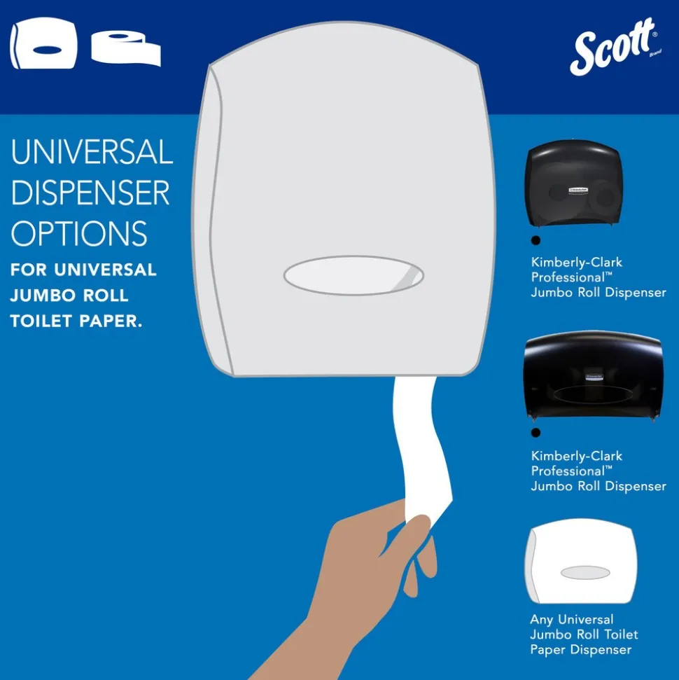 Scott Essential Jumbo Roll (JR) Commercial Toilet Paper (07805), 2-ply, White