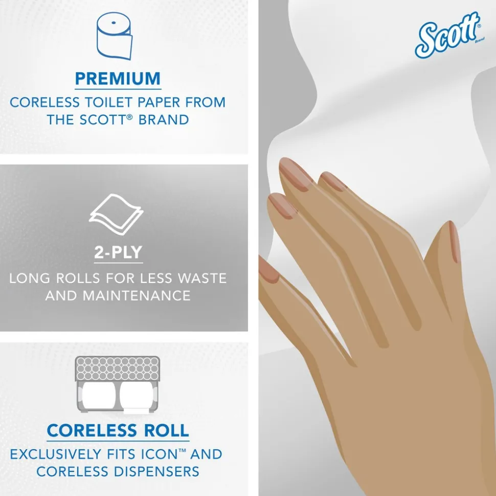 Scott Pro Hard Roll Paper Towels (25702), For Use With Scott Pro Dispenser (Blue Core Only), Absorbency Pockets, White