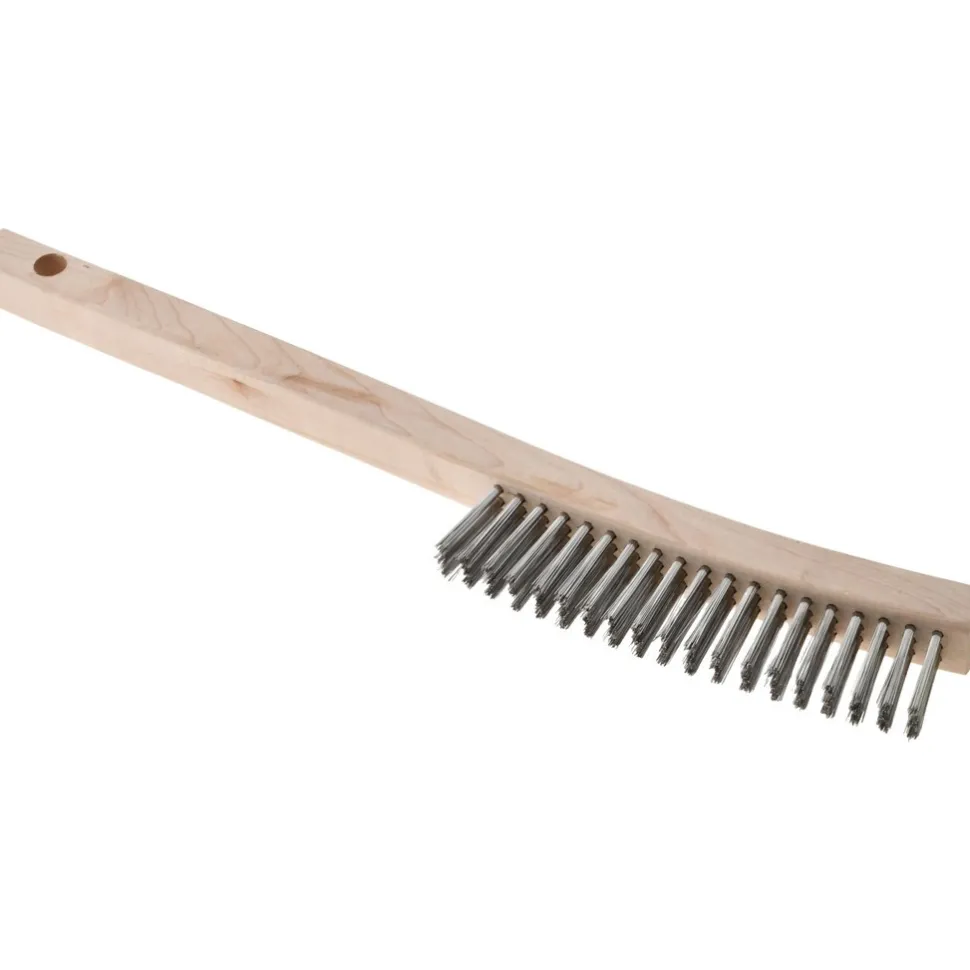 Scratch Brush: 3 Row, 19 Column, Stainless Steel