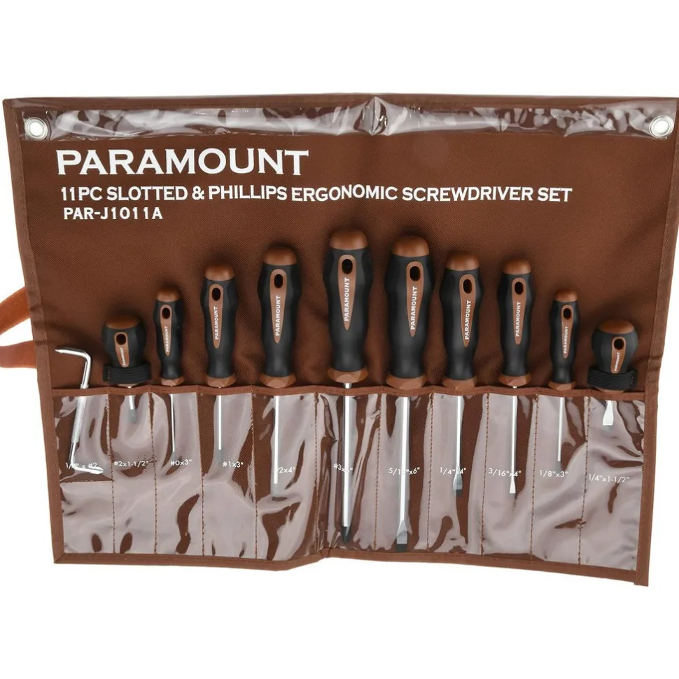 Screwdriver Set: 11 Pc, Cabinet, Offset, Phillips & Slotted