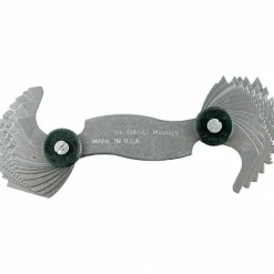 Screw Pitch Gages: Measurement Type: Inch/Metric; Threads per Inch Range: 4 - 56; Pitch Range (mm): 0.50-6.00; Thread Angle (Degrees): 60.00; Number of Leaves: 28