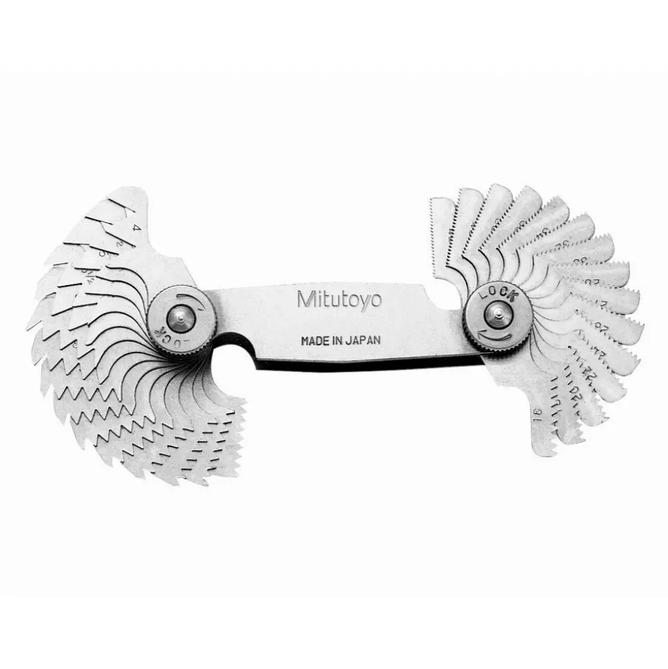 Screw Pitch Gages: Measurement Type: Inch/Metric; Threads per Inch Range: 4 - 56; Pitch Range (mm): 0.50-6.00; Thread Angle (Degrees): 60.00; Number of Leaves: 28