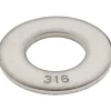 3/8" Screw Standard Flat Washer: Grade 316 Stainless Steel, Bright/Uncoated