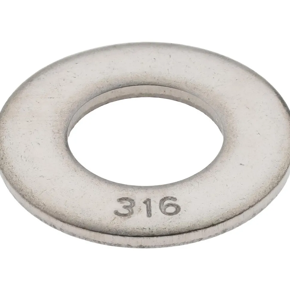 3/8" Screw Standard Flat Washer: Grade 316 Stainless Steel, Bright/Uncoated