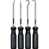 Scribe & Probe Sets; Type: Hook & Pick Scriber Set; Number of Pieces: 4; Overall Length: 5-1/16 in; Includes: Screw Driver Handles; Number Of Pieces: 4; Contents: Straight Pick; Hook Pick; 90 Degree Pick; Combination Pick; Overall Length: 5-1/16; 5-1/16 in; Overall Length (Inch): 5-1/16; 5-1/16 in