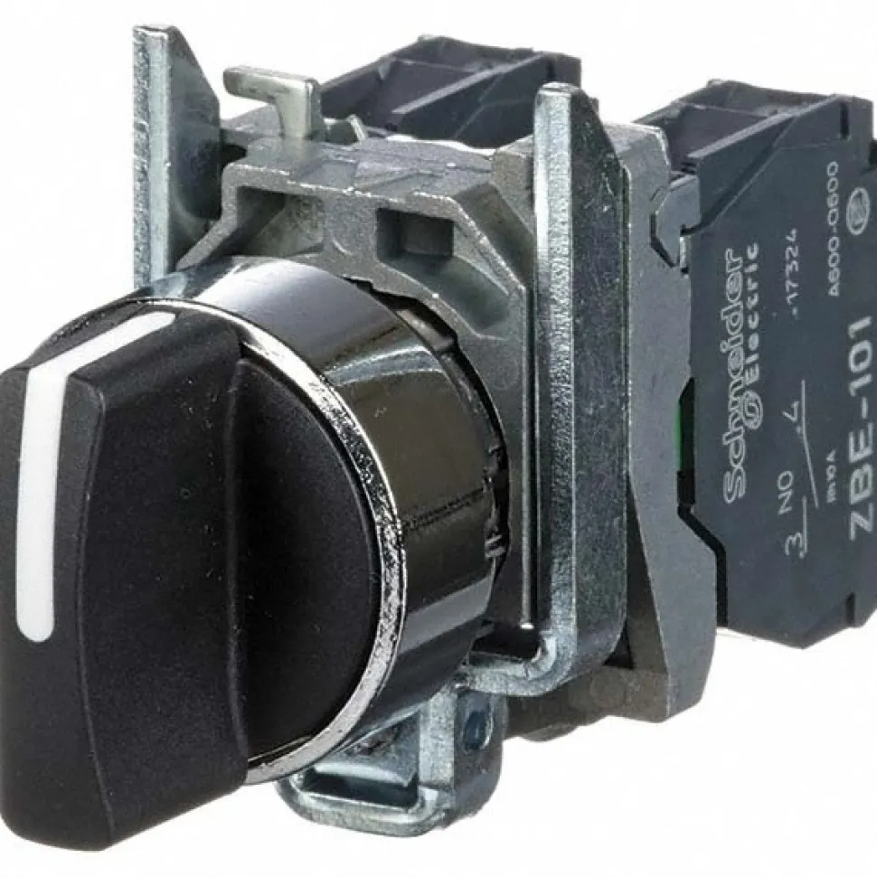 Selector Switch Only: 3 Positions, Maintained (MA), Black Knob