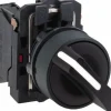 Selector Switch with Contact Blocks: 3 Positions, Momentary (MO), Black Handle