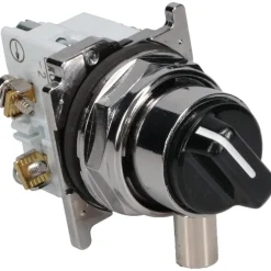 Selector Switch with Contact Blocks: 2 Positions, Maintained (MA), 0.5 Amp, Black Knob