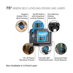 Self Leveling Cross Line Laser Level: 2 Beams, Green Beam