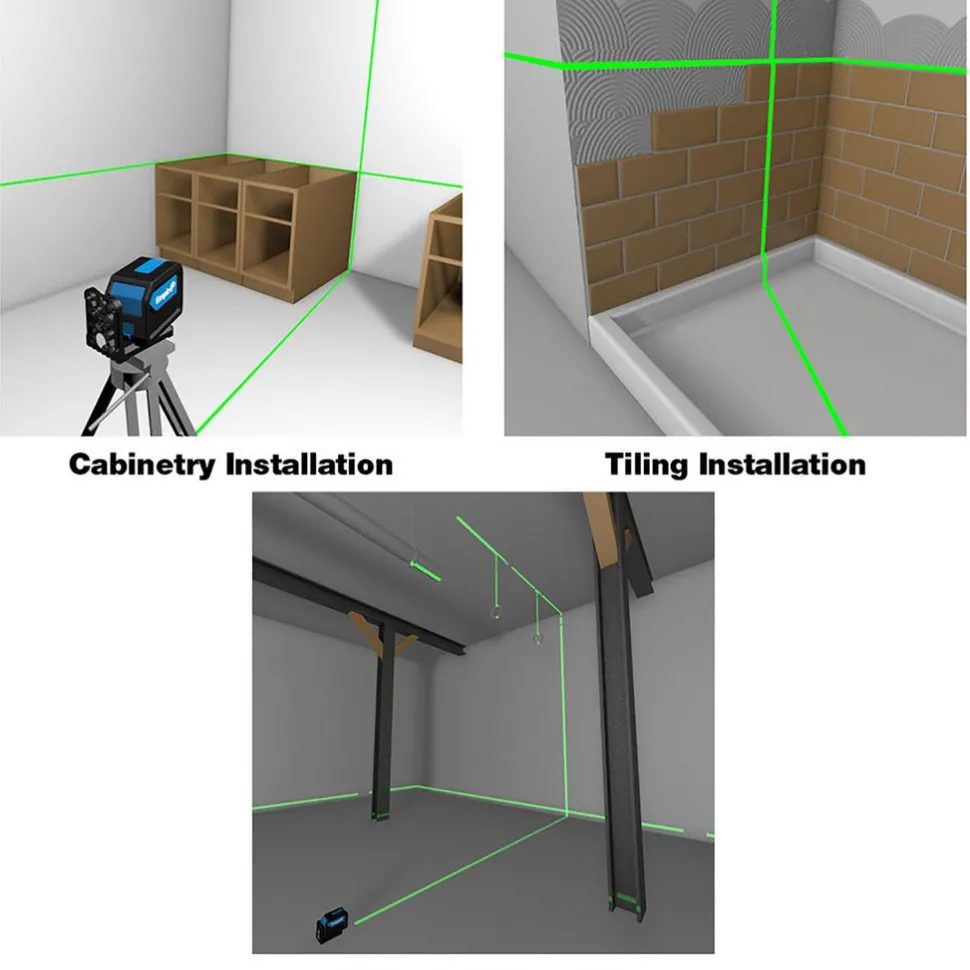 Self Leveling Cross Line Laser Level: 2 Beams, Green Beam