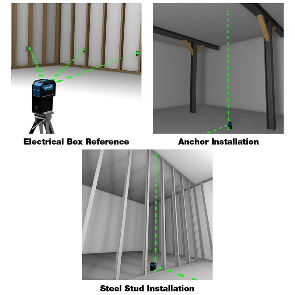 Self Leveling Laser Level: 3 Beams, Green Beam