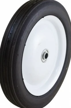 Semi-Pneumatic Caster Wheel: Rubber, 10" Dia, 1-3/4" Wide, 1/2" Axle