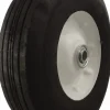 Semi-Pneumatic Caster Wheel: Rubber, 10" Dia, 2-1/2" Wide, 5/8" Axle