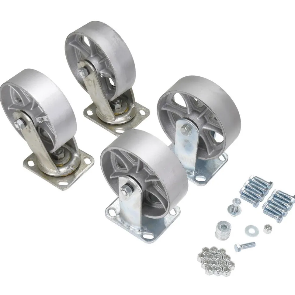Semi Steel Caster Kit: 6 In. x 2 In. 8000 Lb. Capacity Silver