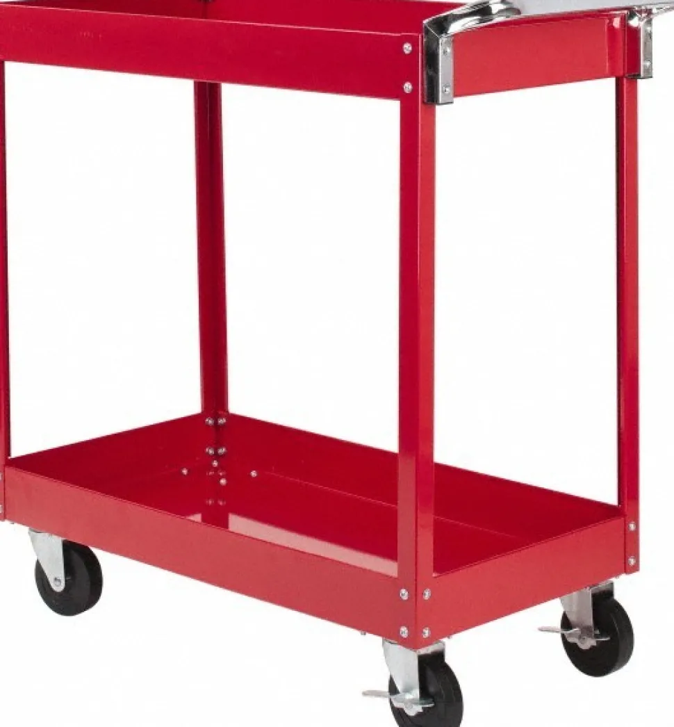 Service Utility Cart: 34" Long, 17" Wide, Steel, 800.000 lb Capacity, Red
