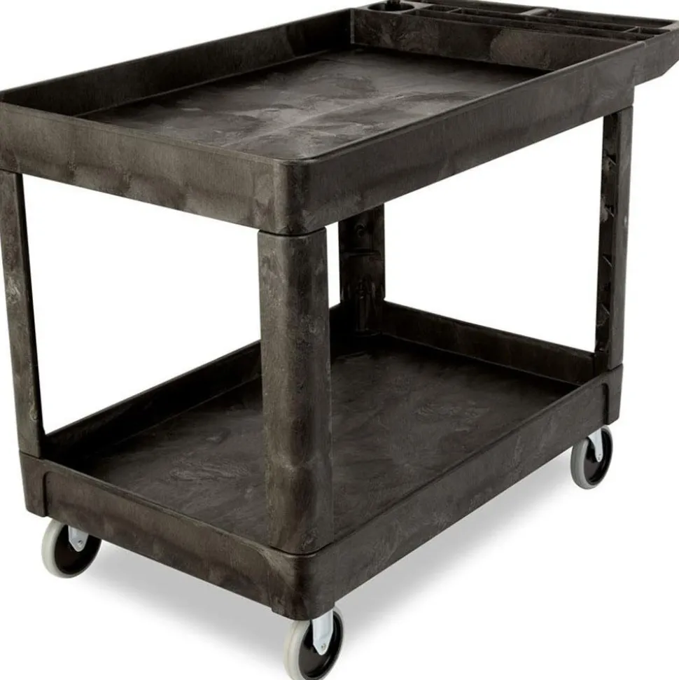 Service Utility Cart: 39" Long, 33-1/4" Wide, Plastic, 500.000 lb Capacity, Black
