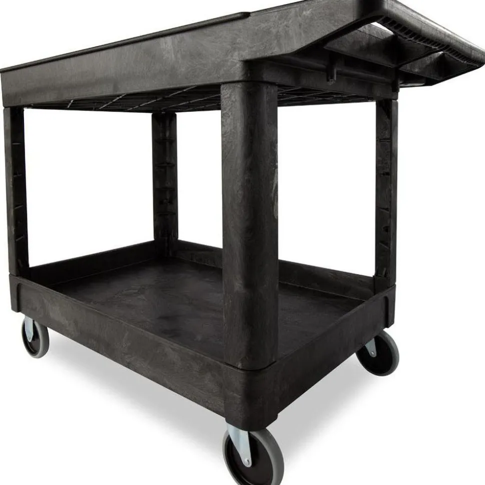Service Utility Cart: 39" Long, 33-1/4" Wide, Plastic, 500.000 lb Capacity, Black