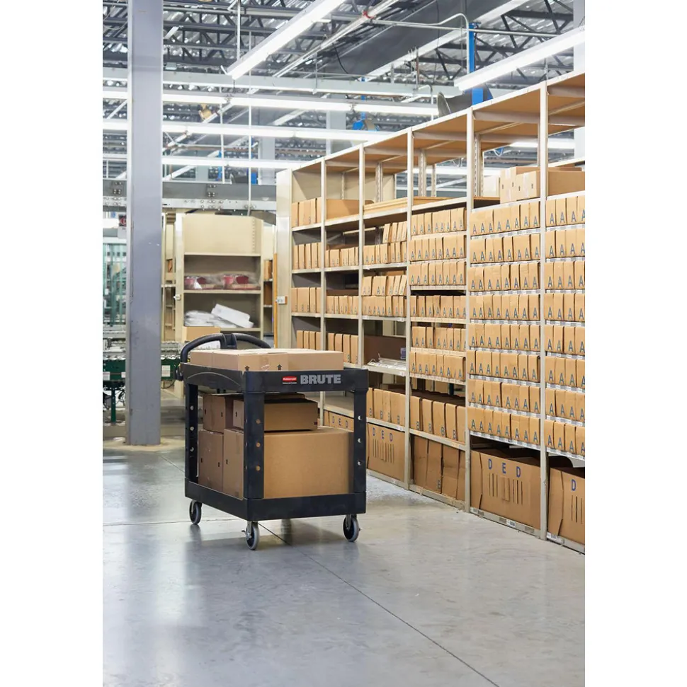 Service Utility Cart: 39" Long, 25-1/4" Wide, Resin, 500.000 lb Capacity, Black