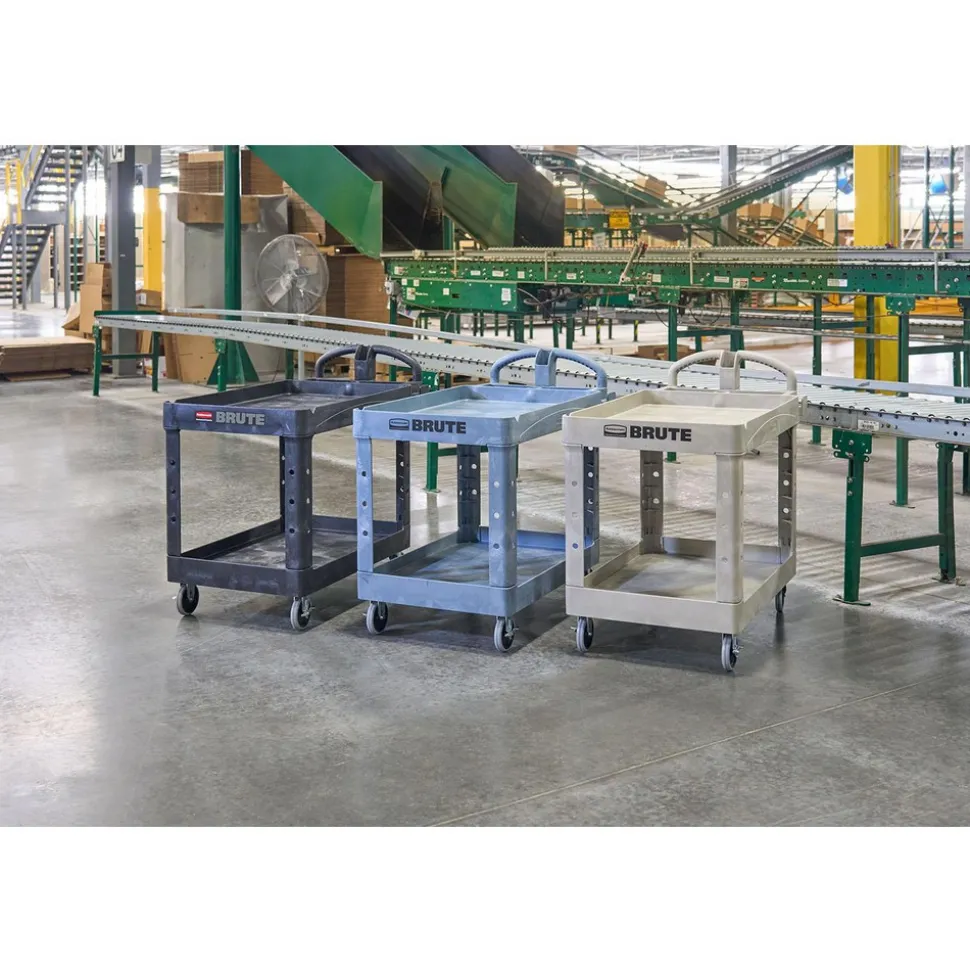 Service Utility Cart: 39" Long, 25-1/4" Wide, Resin, 500.000 lb Capacity, Black