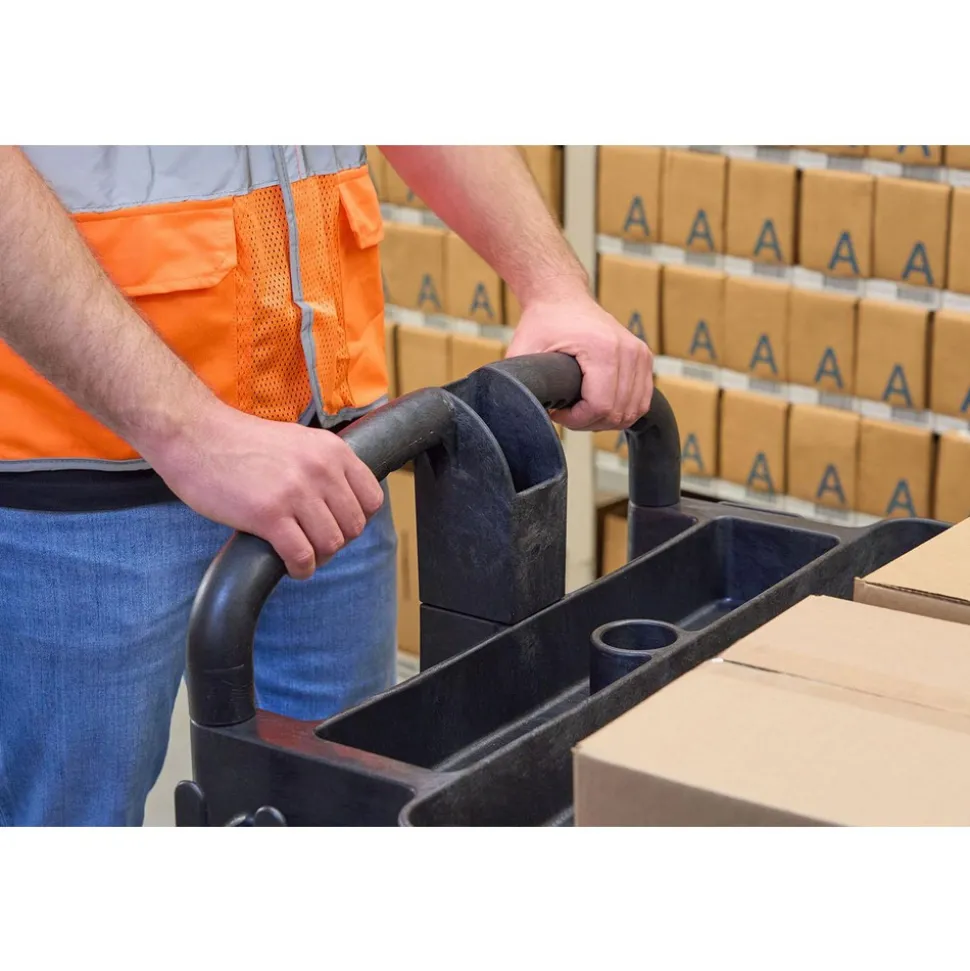 Service Utility Cart: 39" Long, 25-1/4" Wide, Resin, 500.000 lb Capacity, Black