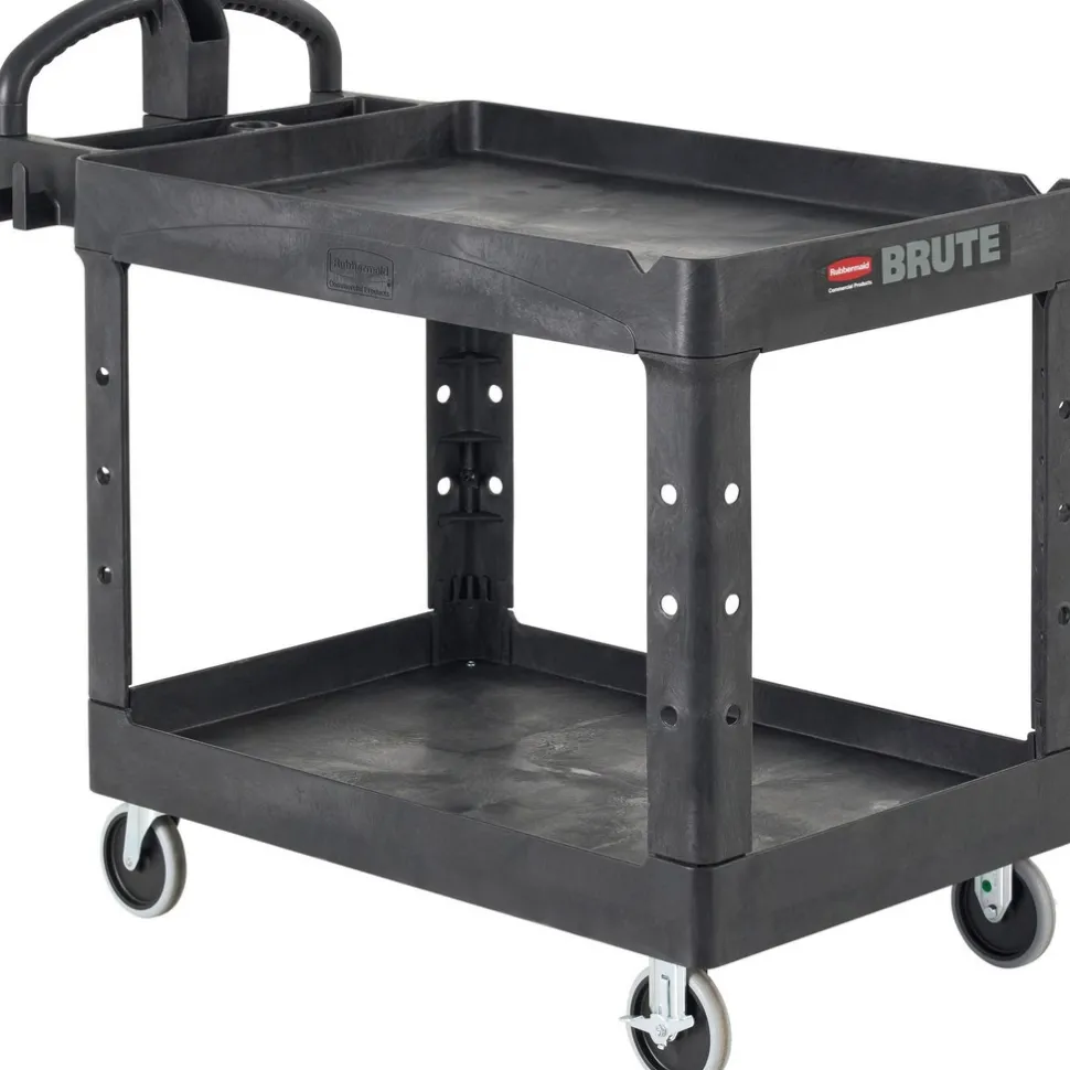 Service Utility Cart: 39" Long, 25-1/4" Wide, Resin, 500.000 lb Capacity, Black