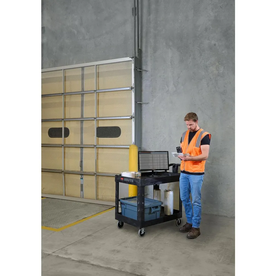 Service Utility Cart: 55" Long, 26" Wide, Resin, 750.000 lb Capacity, Black