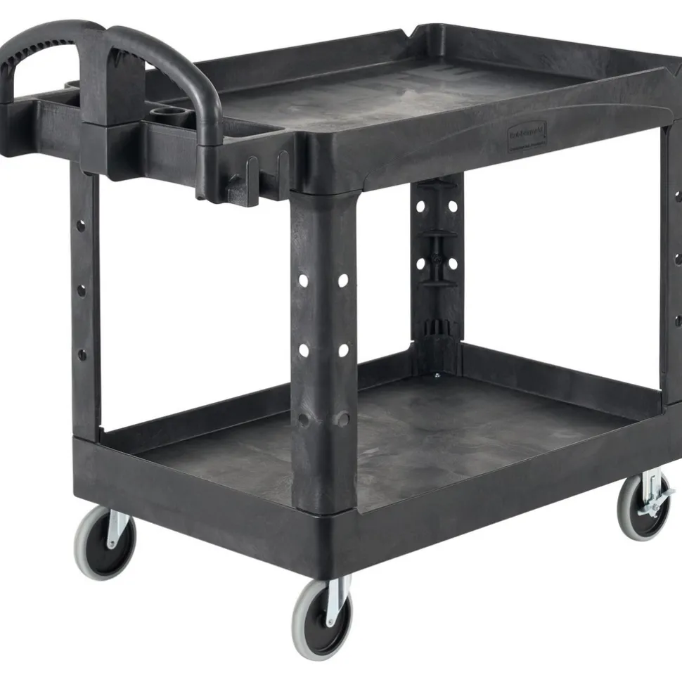 Service Utility Cart: 55" Long, 26" Wide, Resin, 750.000 lb Capacity, Black