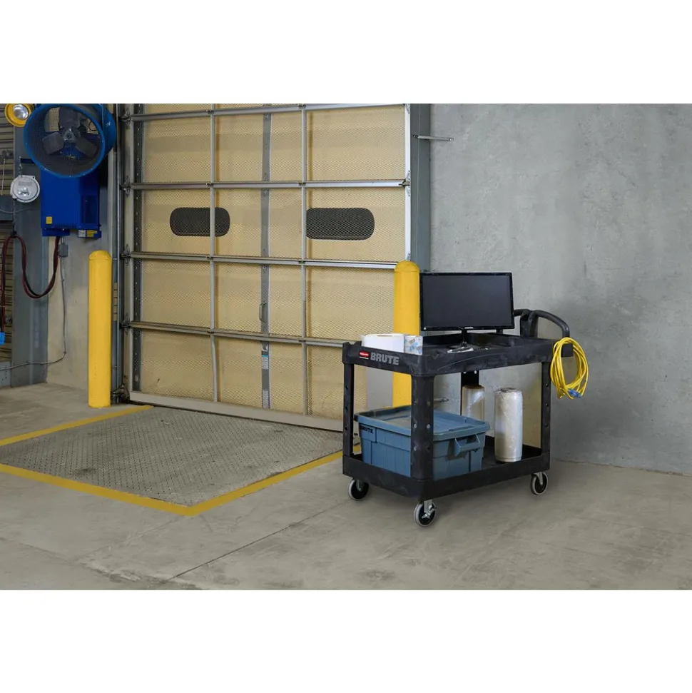 Service Utility Cart: 55" Long, 26" Wide, Resin, 750.000 lb Capacity, Black