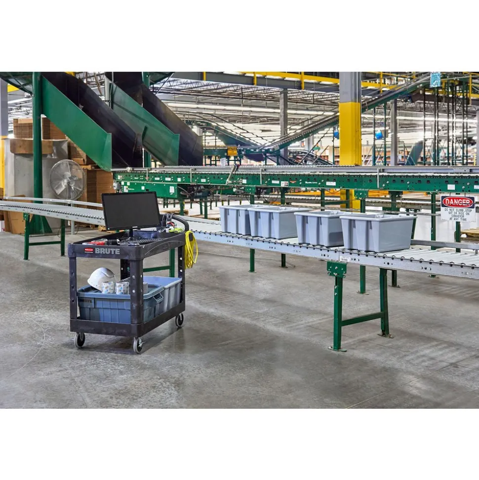 Service Utility Cart: 55" Long, 26" Wide, Resin, 750.000 lb Capacity, Black