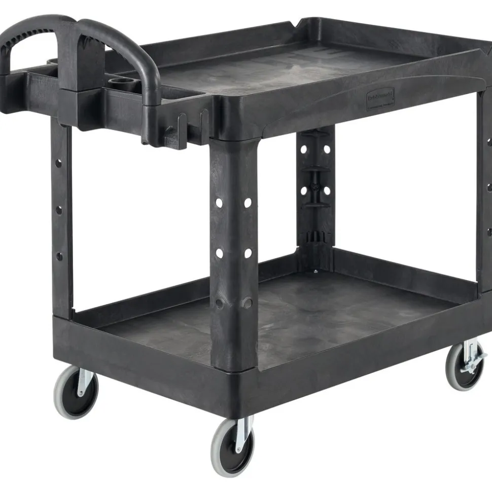 Service Utility Cart: 55" Long, 26" Wide, Resin, 750.000 lb Capacity, Black