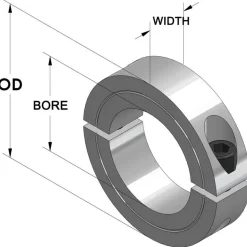 Shaft Collar: Shaft, 1" Bore Dia, 1-3/4" OD, Steel