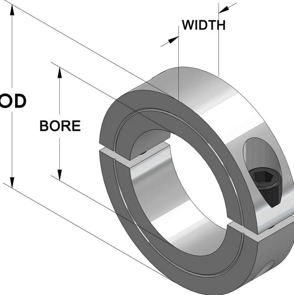 Shaft Collar: Shaft, 1" Bore Dia, 1-3/4" OD, Steel