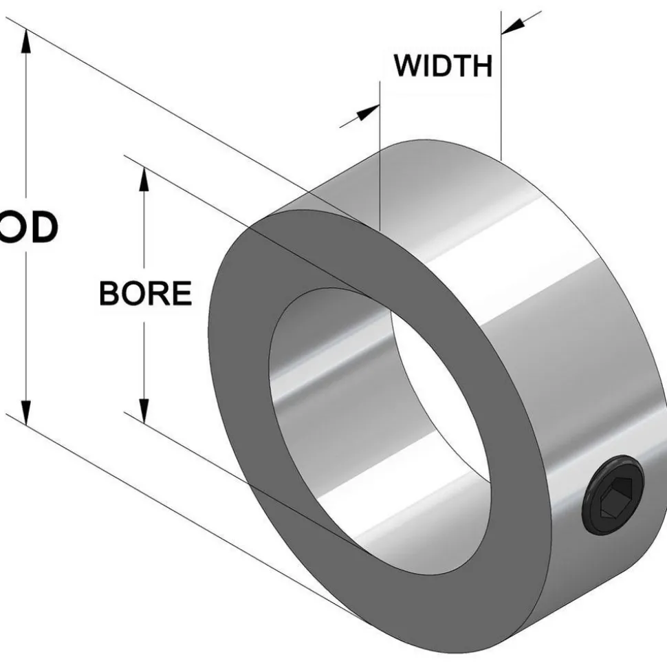 Shaft Collar: Shaft, 0.375" Bore Dia, 3/4" OD, Stainless Steel