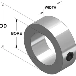 Shaft Collar: Shaft, 0.5" Bore Dia, 1" OD, Steel