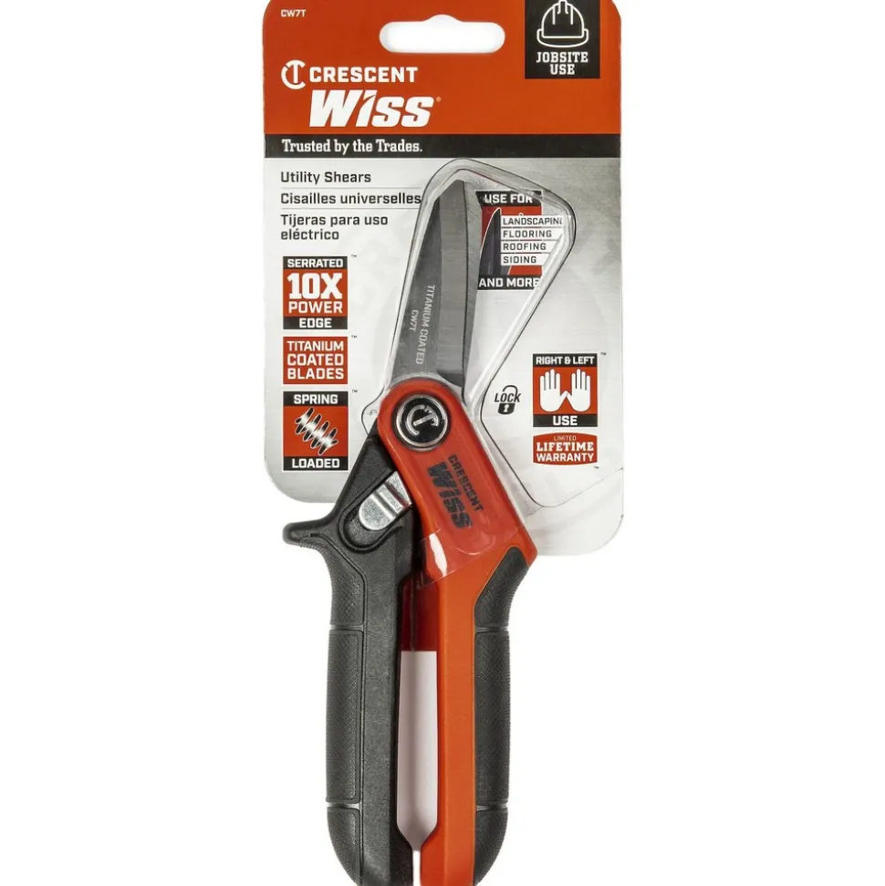 Shears: 7" OAL, 1-3/4" LOC, Stainless Steel Blades