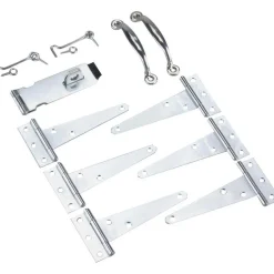 Shed Hardware Kits: Kit Type: Installation; Material: Steel; For Use With: Doors; Color: Zinc