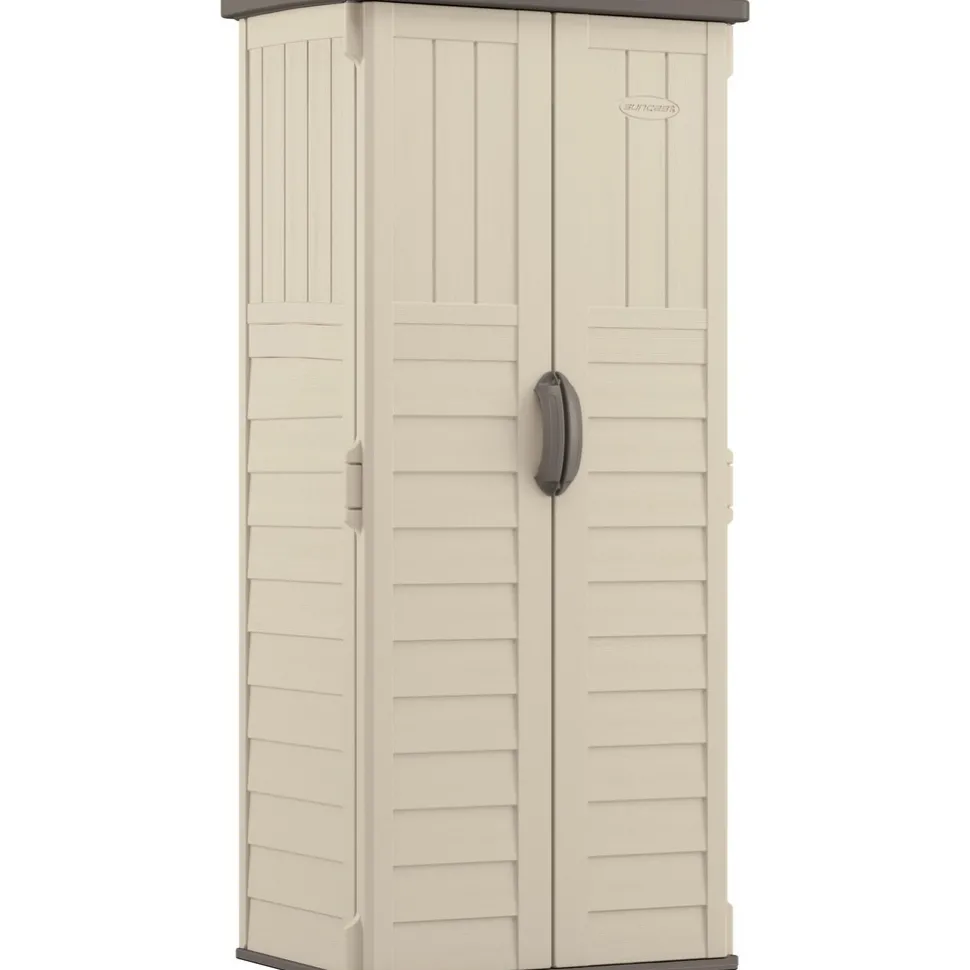 Sheds: Shed Type: Vertical Storage Shed; Overall Width: 32 in; Overall Depth: 25.5 in; Overall Height: 6 ft