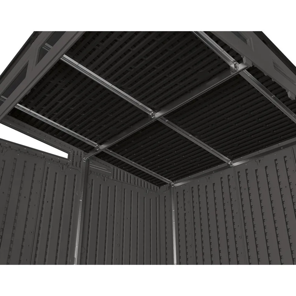 Sheds: Shed Type: Vertical Storage Shed; Overall Width: 87 in; Overall Depth: 87.5 in; Overall Height: 89.5 in