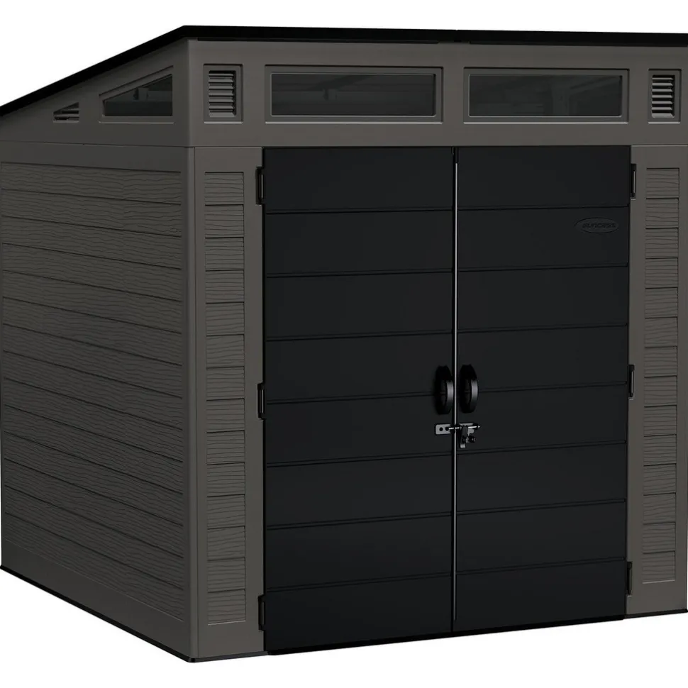 Sheds: Shed Type: Vertical Storage Shed; Overall Width: 87 in; Overall Depth: 87.5 in; Overall Height: 89.5 in